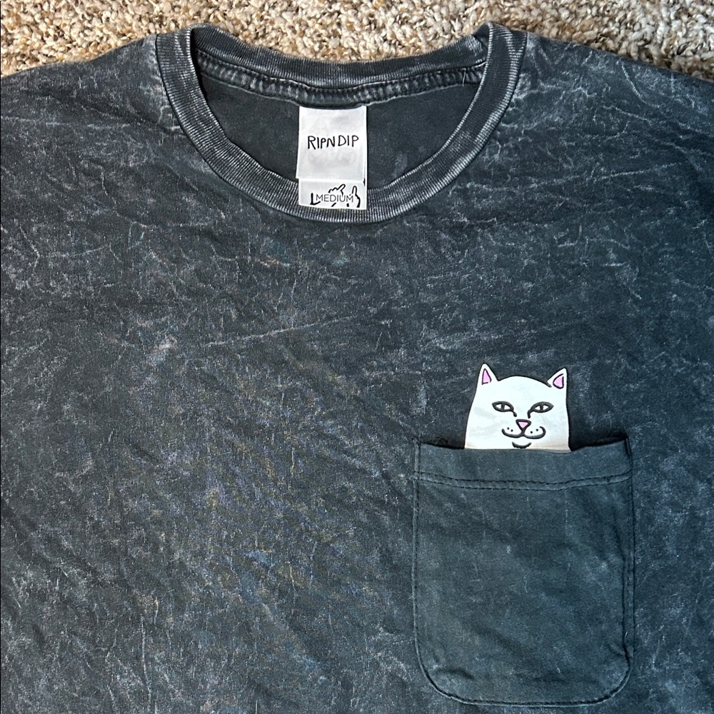 Ripndip Charcoal Tee with Cat Pocket